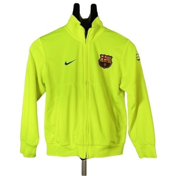 Nike Other - Nike FC Barcelona Lime Green Track Jacket Size Medium Boys Football